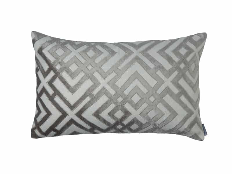 Karl Large Rectangular Pillow, Ivory Basket Weave, Platinum Velvet 18X30