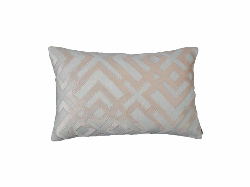 Karl Small Rectangular Pillow, Ivory Basket Weave, Blush Velvet 14X22