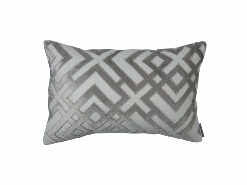 Karl Small Rectangular Pillow, Ivory Basket Weave, Platinum Velvet 14X22