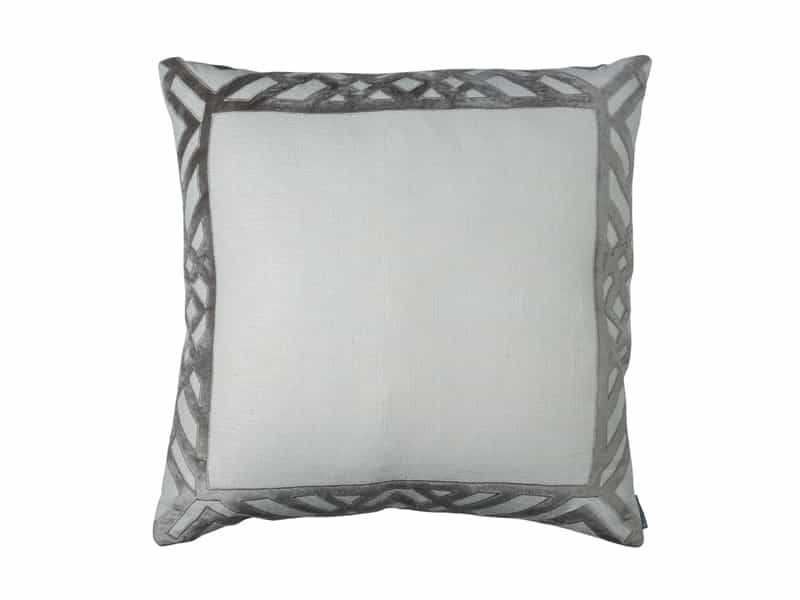 Karl European Pillow, Ivory Basket Weave, Platinum Velvet 28X28