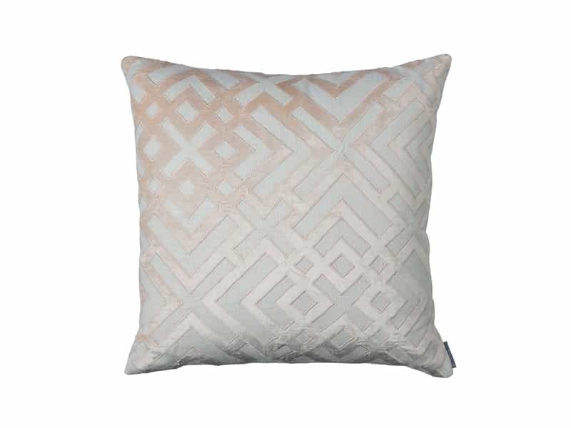 Karl Square Pillow, Ivory Basket Weave, Blush Velvet 24X24