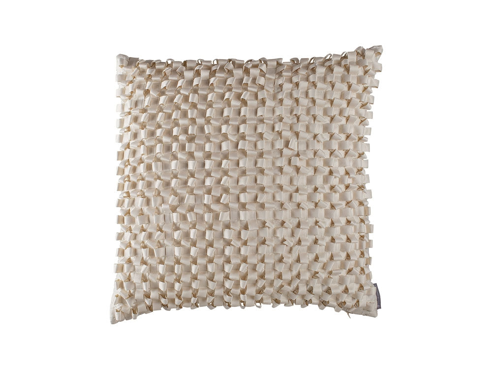 Ribbon Square Pillow, Ivory Silk and Sensibility 20X20