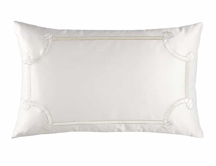 Vendome Small Rectangular Pillow, Ivory Silk and Sensibility, Ivory Velvet 14X22