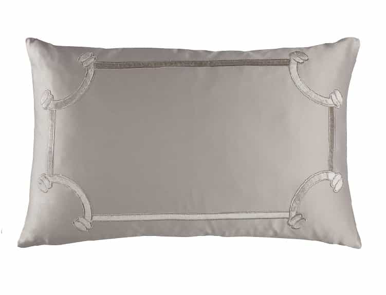 Vendome Small Rectangular Pillow, Taupe Silk and Sensibility, Fawn Velvet 14X22