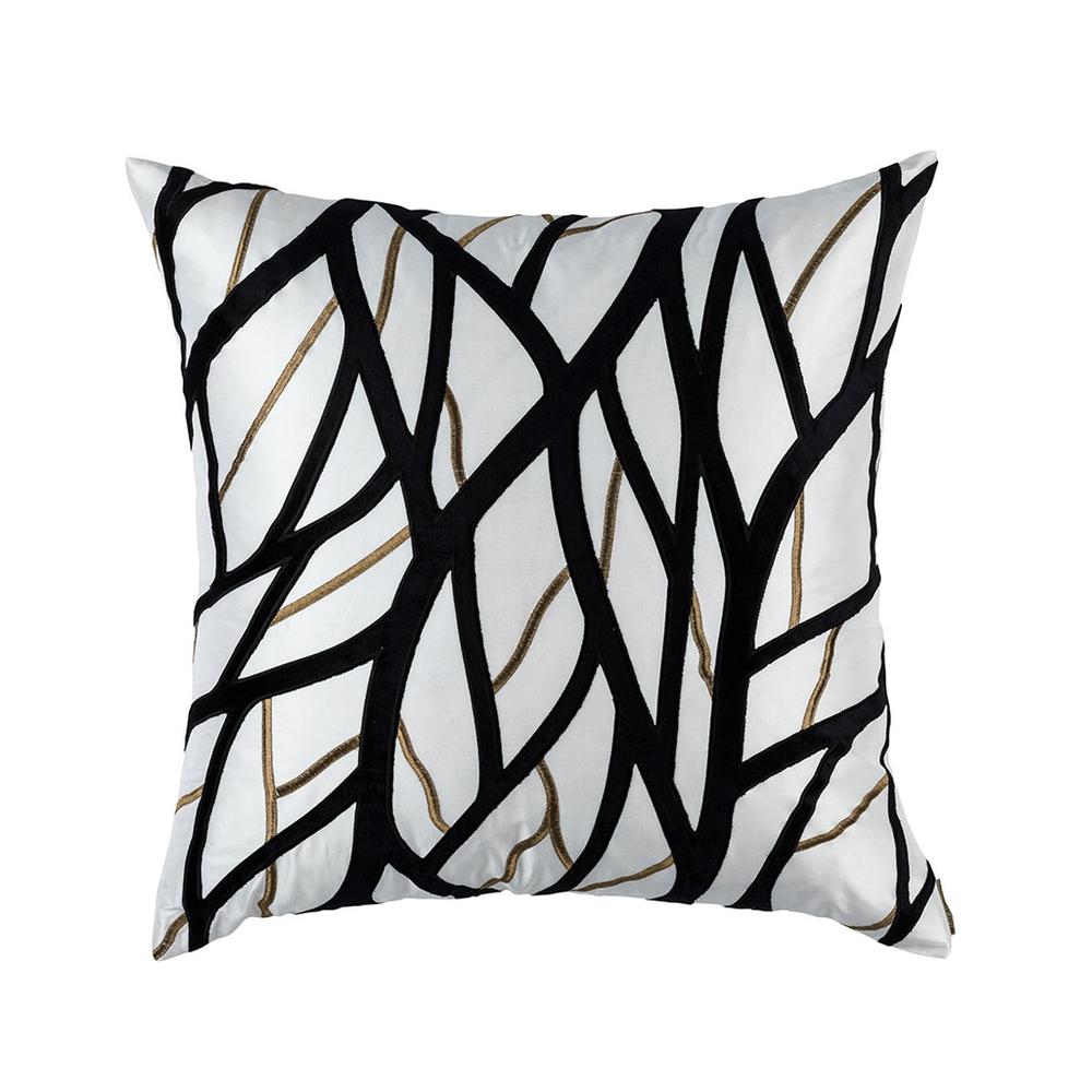 Twig European Pillow Ivory, Gold, Black 28X28 (Insert Included)