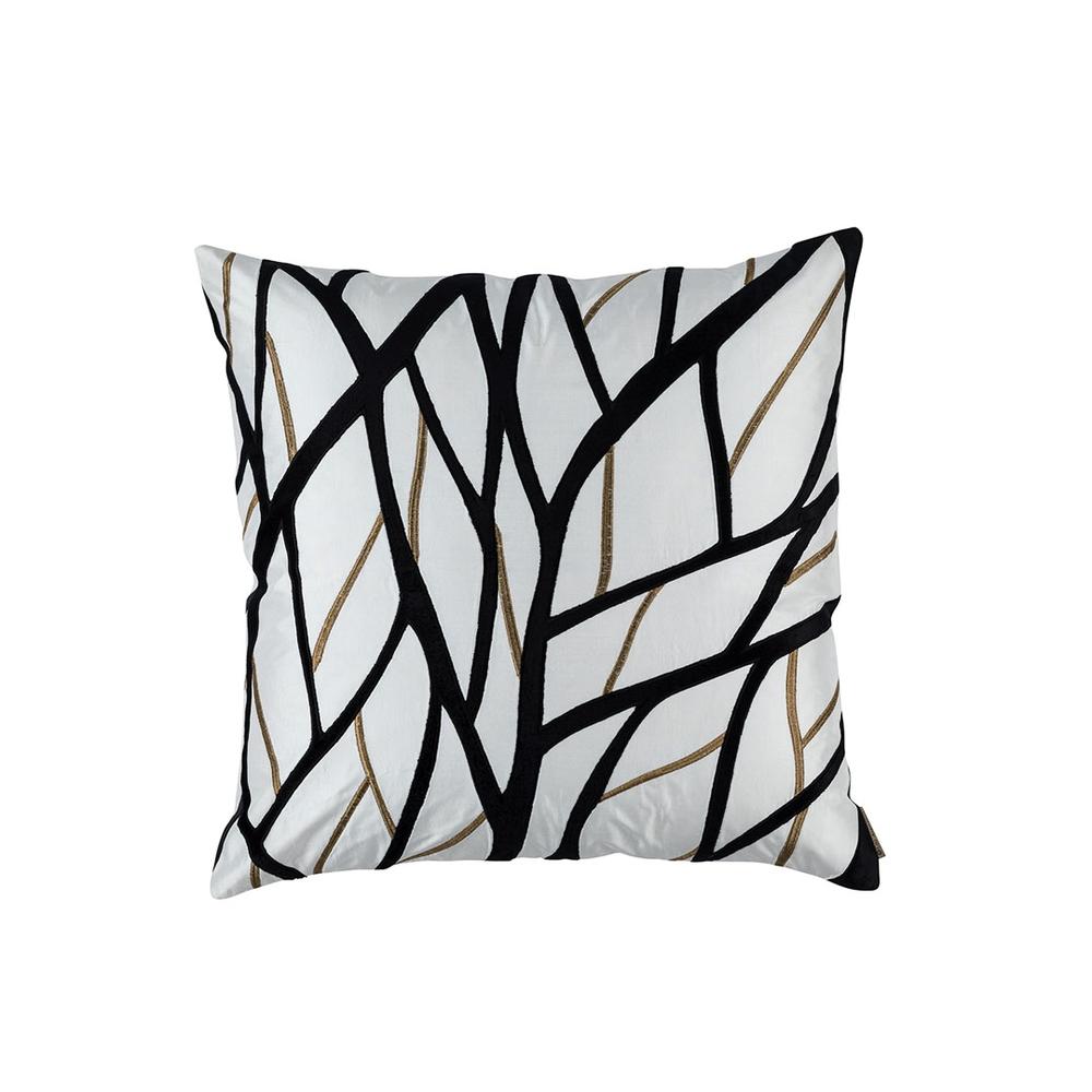 Twig Square Pillow Ivory, Gold, Black 24X24 (Insert Included)