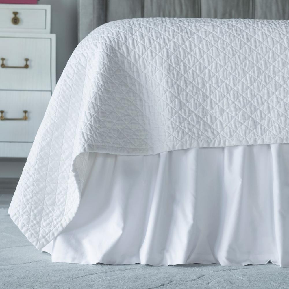 Battersea Gathered Bed Skirt White Cotton 3/22X86