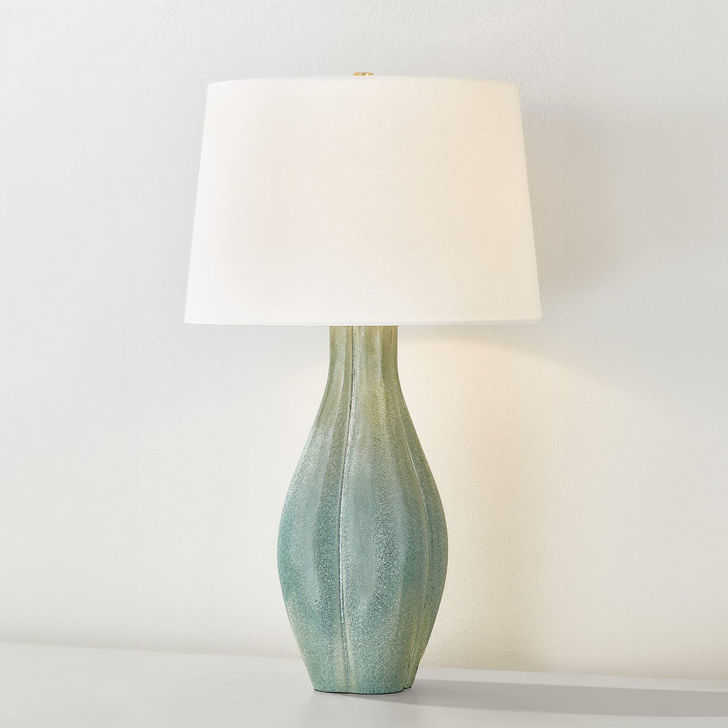 Galloway Table Lamp, Aged Brass / Ceramic Coastal Green