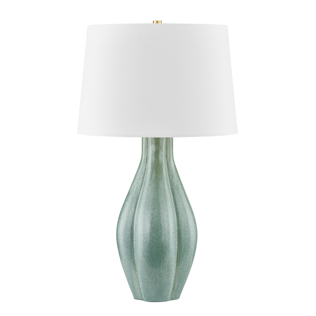 Galloway Table Lamp, Aged Brass / Ceramic Coastal Green