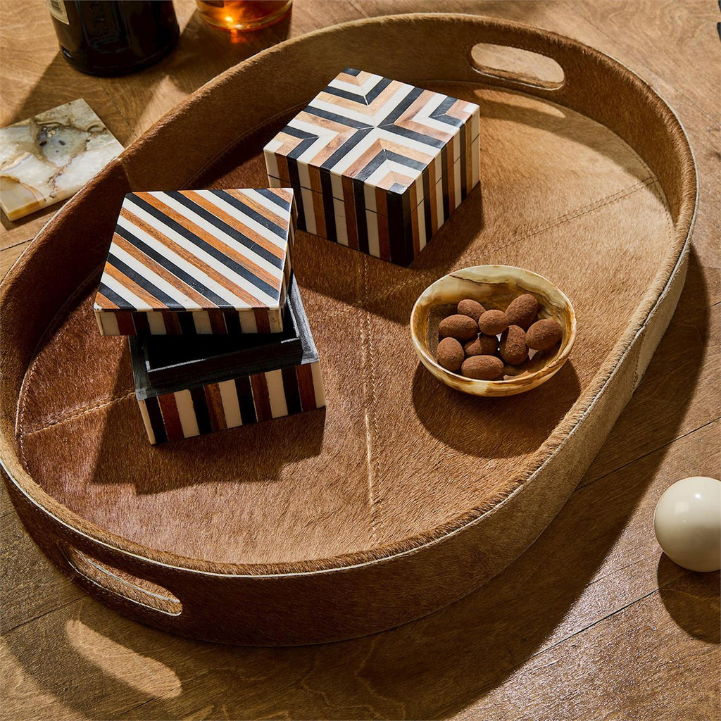 S/2 Brown Cowhide Tray