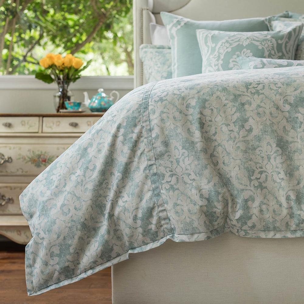 Milan Queen Duvet Spa Faded Damask Venetian Linen 96X98 (No Insert)