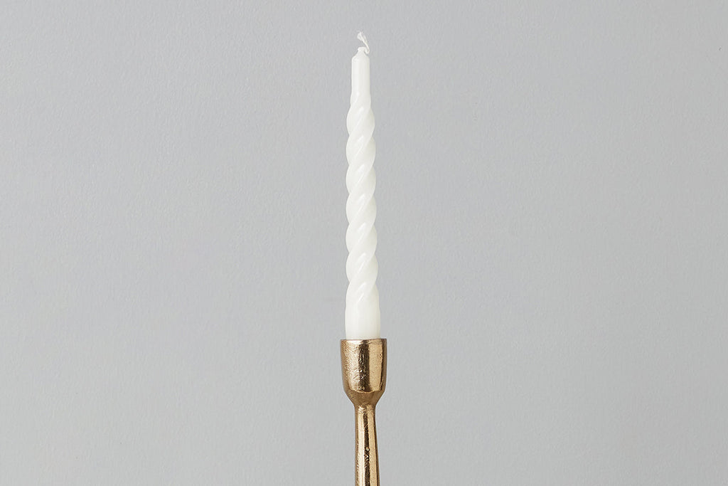 White Twisted Taper Candles, Set of 6