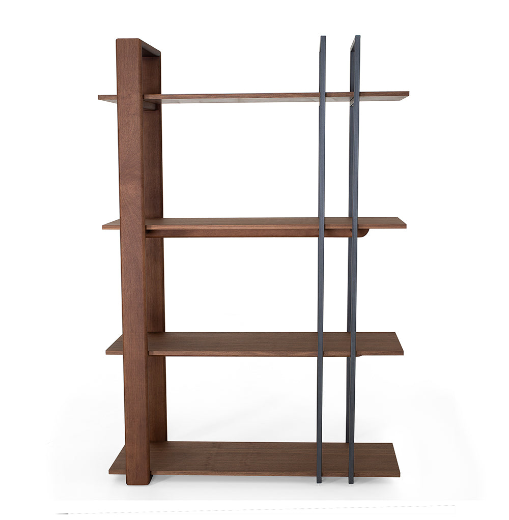 Contemporary Lim Bookcase in Walnut and Graphite Metal