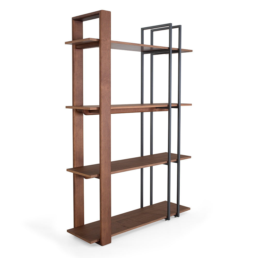 Contemporary Lim Bookcase in Walnut and Graphite Metal