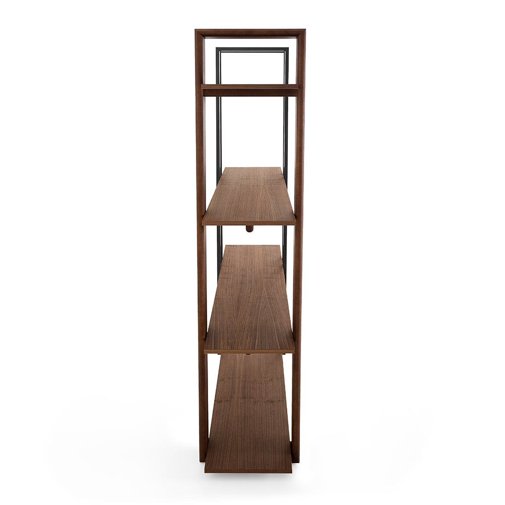 Contemporary Lim Bookcase in Walnut and Graphite Metal