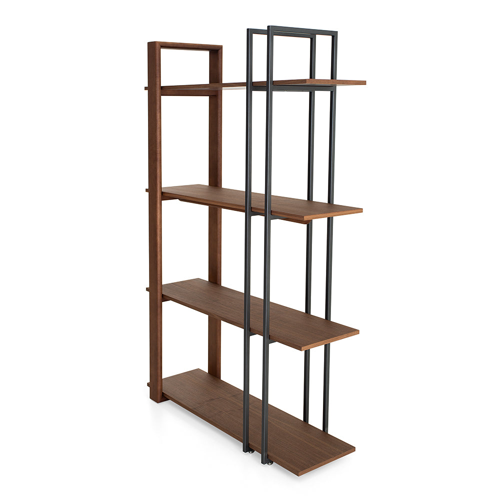 Contemporary Lim Bookcase in Walnut and Graphite Metal