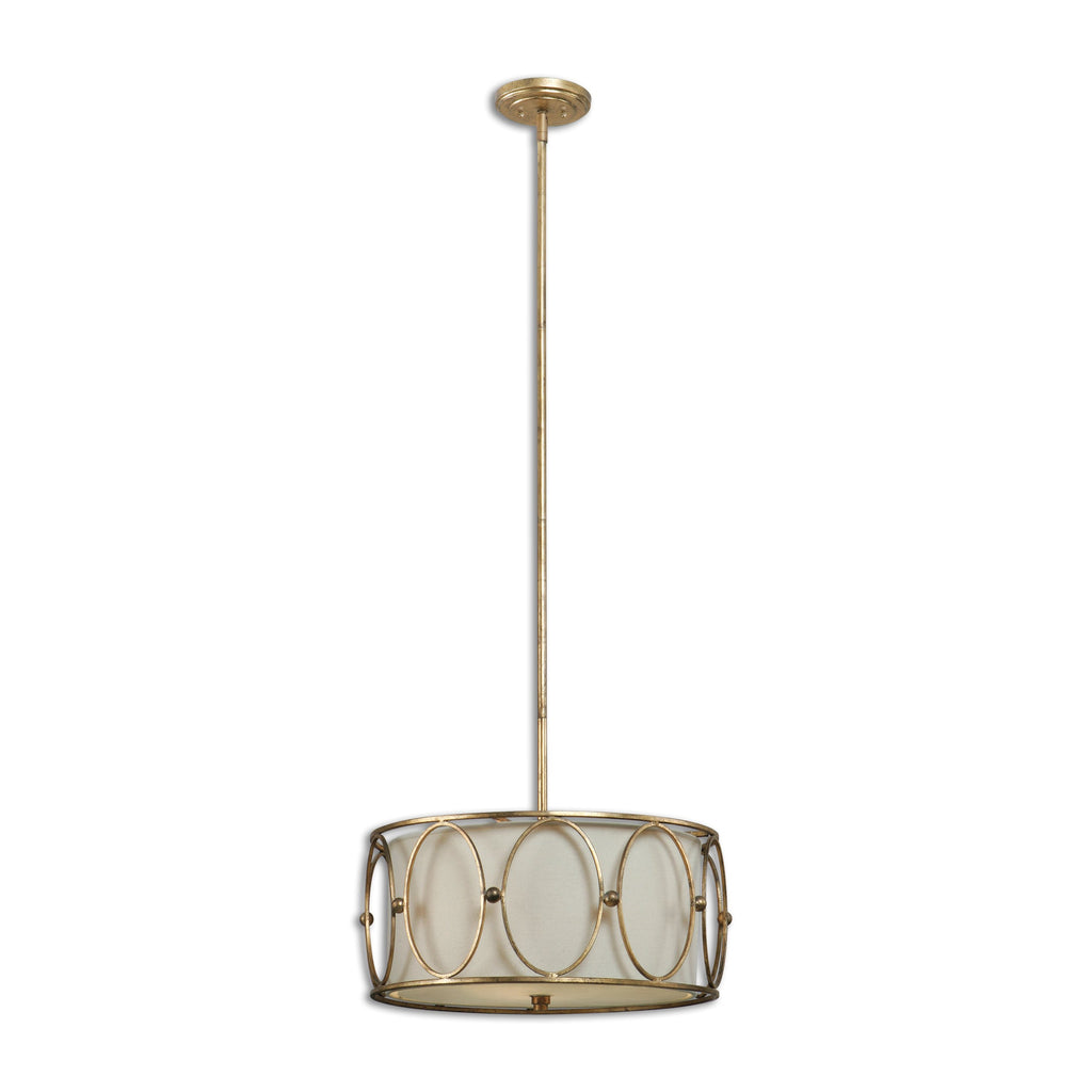 Ovala 3 Light Gold Drum Pendant