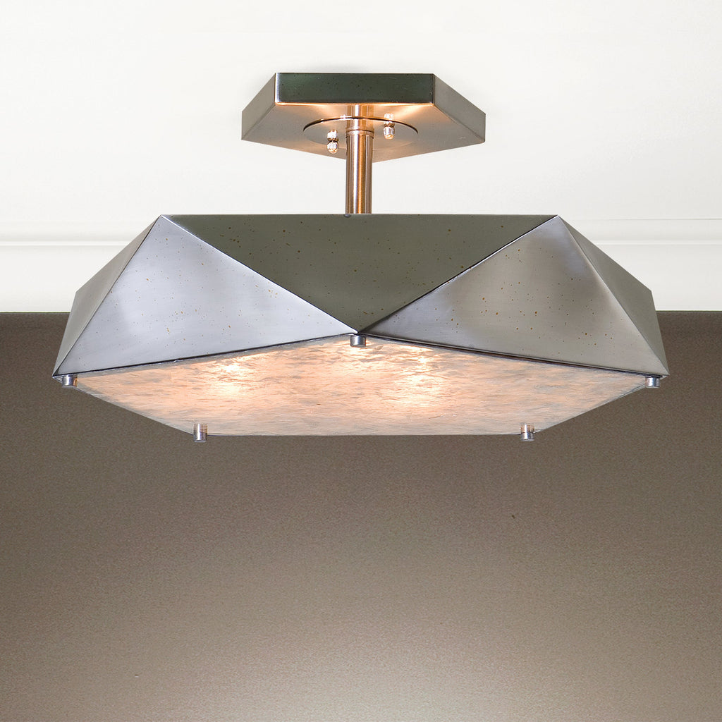 Tesoro 3 Light Antique Nickel Semi Flush