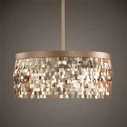 Tillie 3 Light Textured Gold Pendant