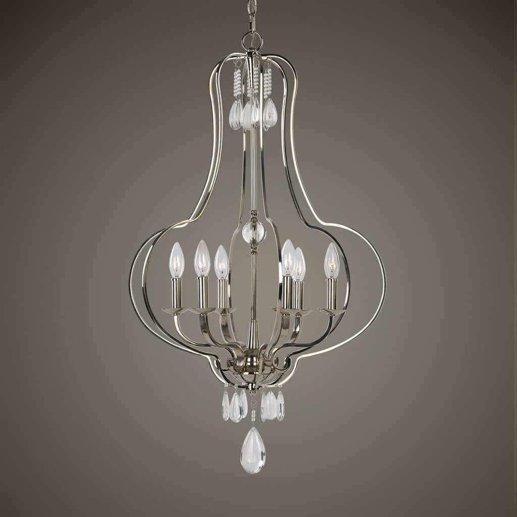 Genie 6 Light Polished Nickel Chandelier