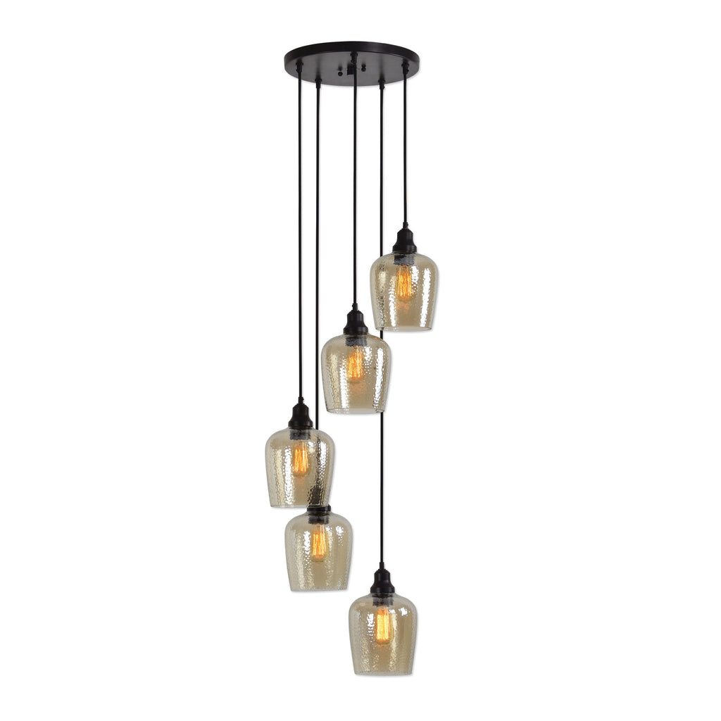 Aarush 5 Light Glass Cluster Pendant