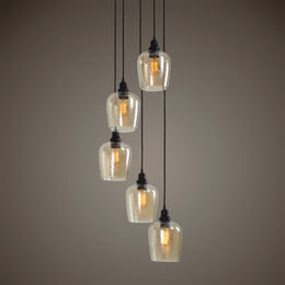 Aarush 5 Light Glass Cluster Pendant