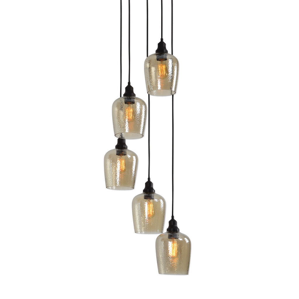 Aarush 5 Light Glass Cluster Pendant