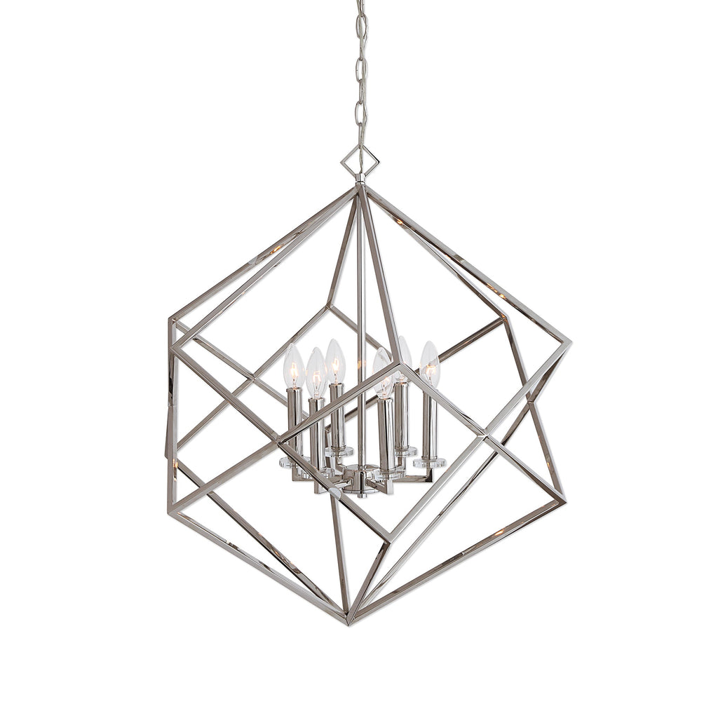 Euclid 6 Light Nickel Cube Pendant