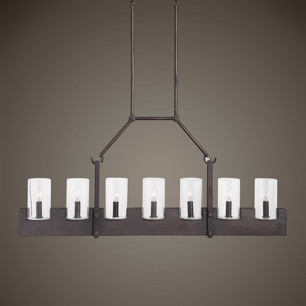 Pinecroft, 7 Light Island Linear Pendant