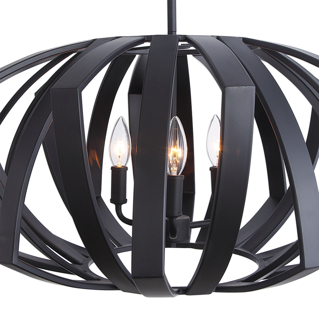 Thales Black Geometric 3 Light Pendant