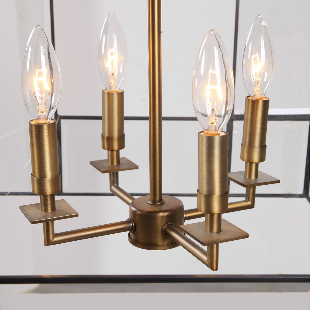 Romilly 4 Light Antique Brass Pendant