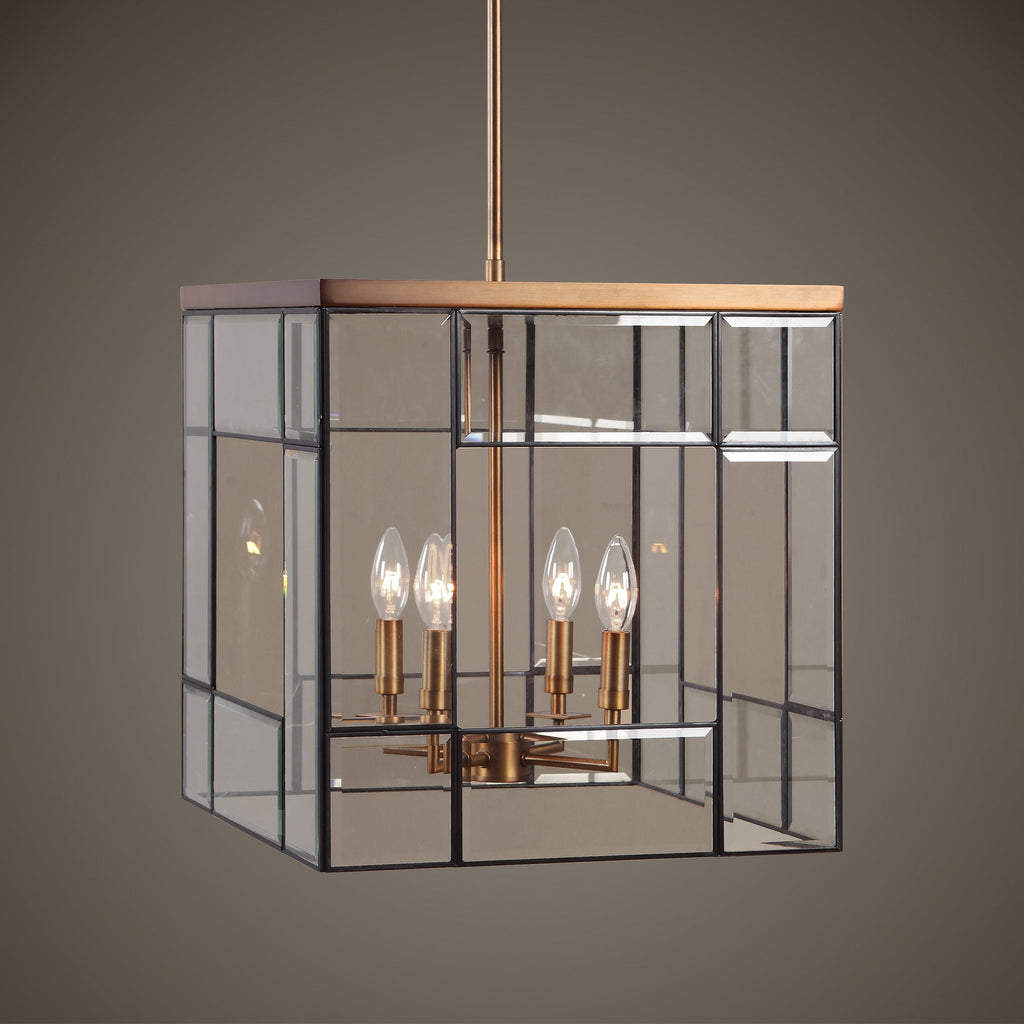 Romilly 4 Light Antique Brass Pendant