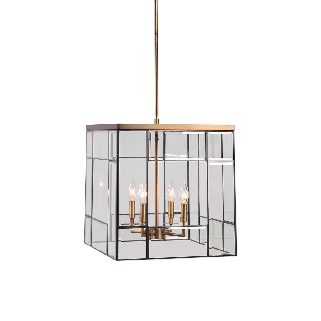 Romilly 4 Light Antique Brass Pendant