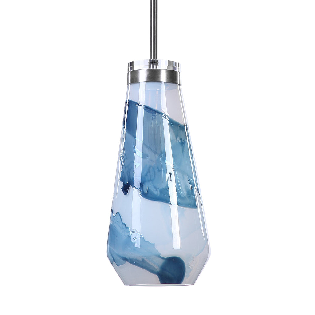 Windswept Blue & White 1 Light Mini Pendant