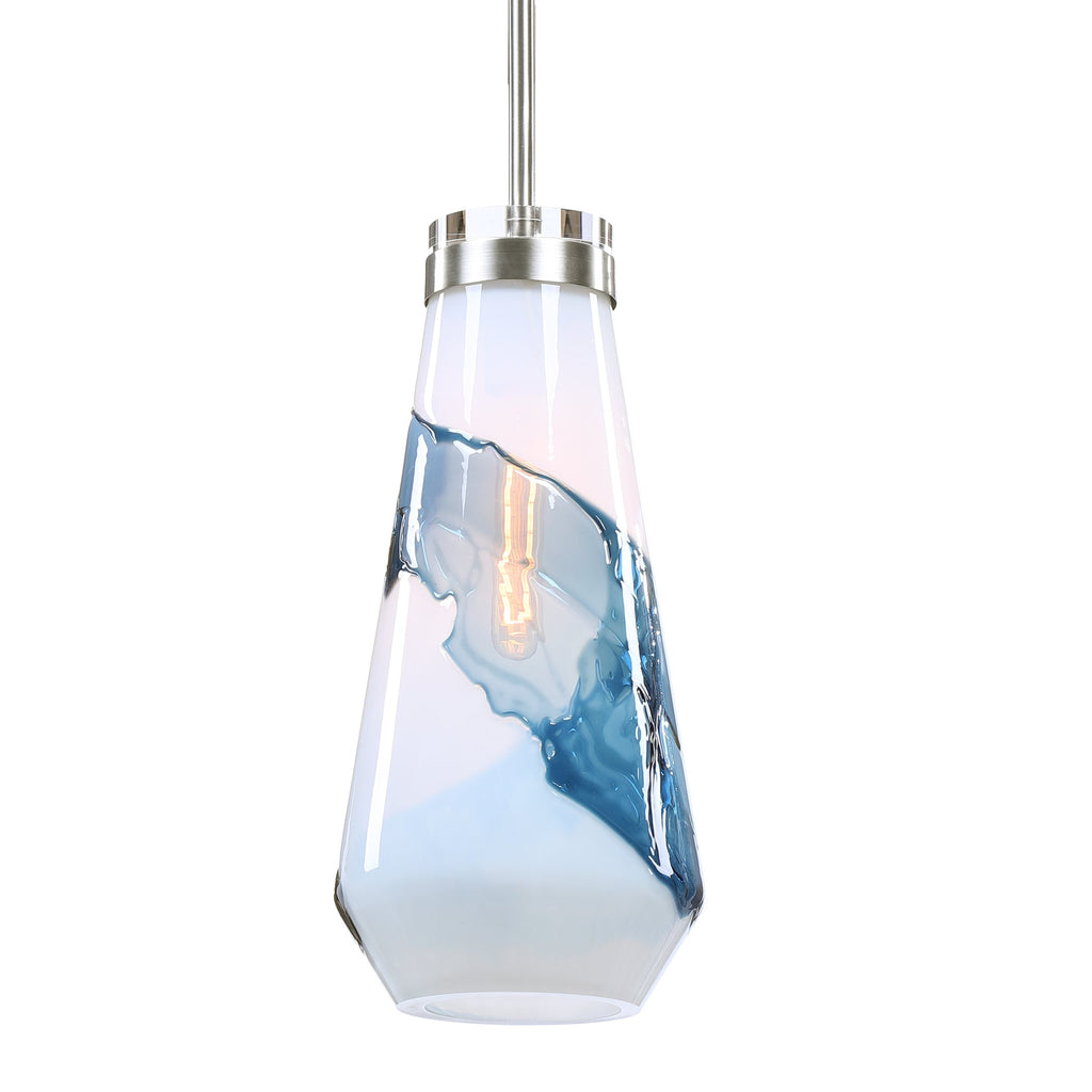 Windswept Blue & White 1 Light Mini Pendant