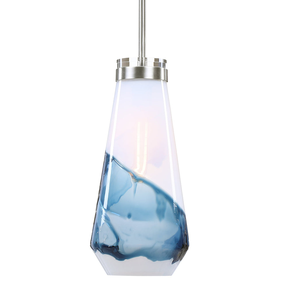 Windswept Blue & White 1 Light Mini Pendant