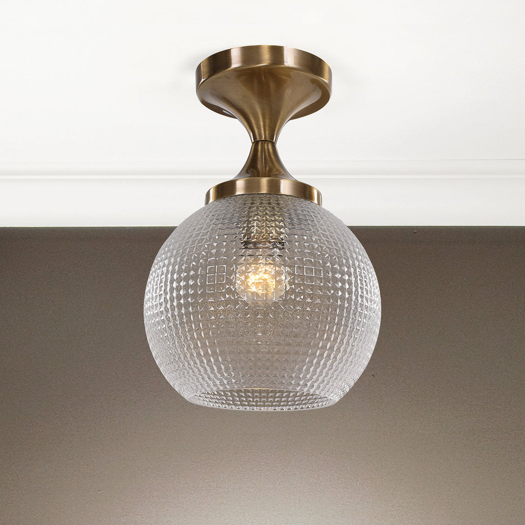 Bolla 1 Light Pattern Glass Semi Flush Mount