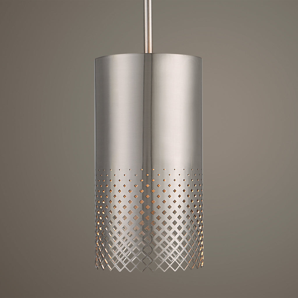 Manheim 1 Light Nickel Cylinder Pendant