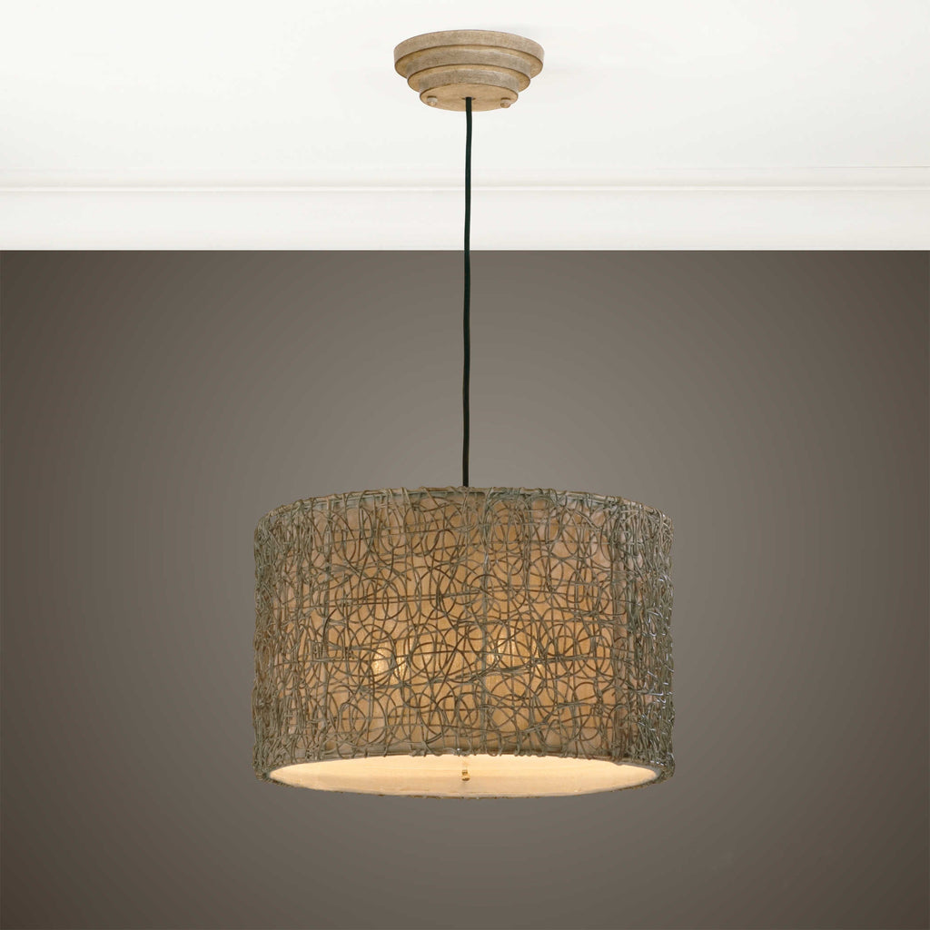 Knotted Rattan Light Drum Pendant