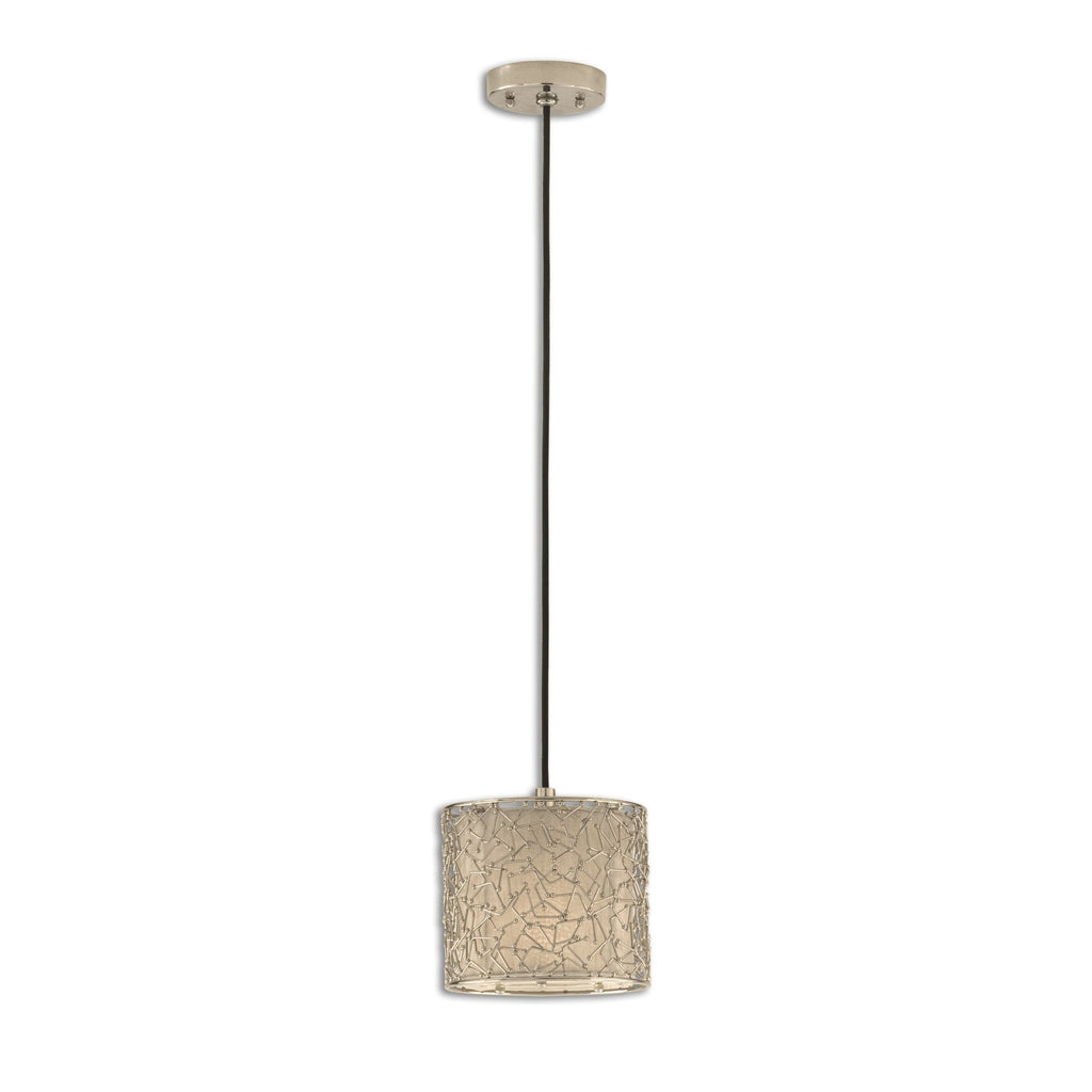 Brandon Silver 1 Light Mini Drum Pendant