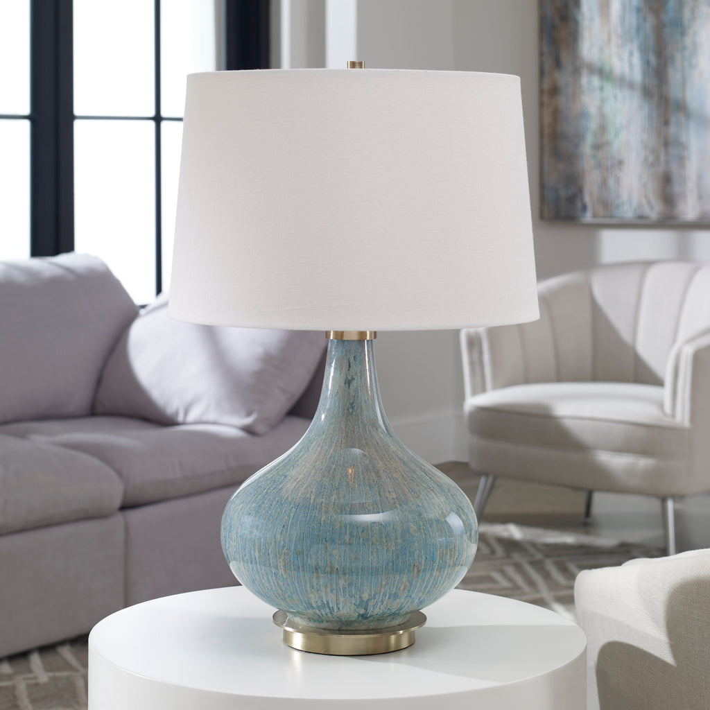 Celinda Blue Gray Glass Lamp