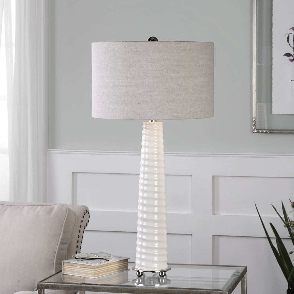 Mavone Gloss White Table Lamp