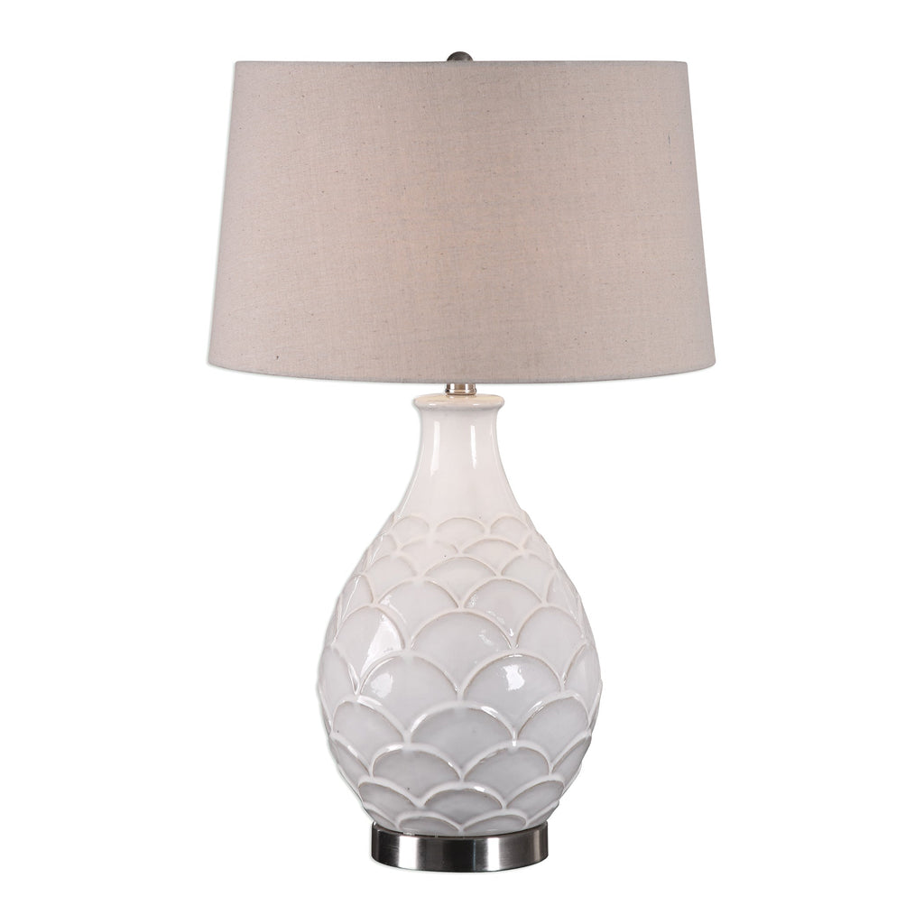 Camellia Glossed White Table Lamp