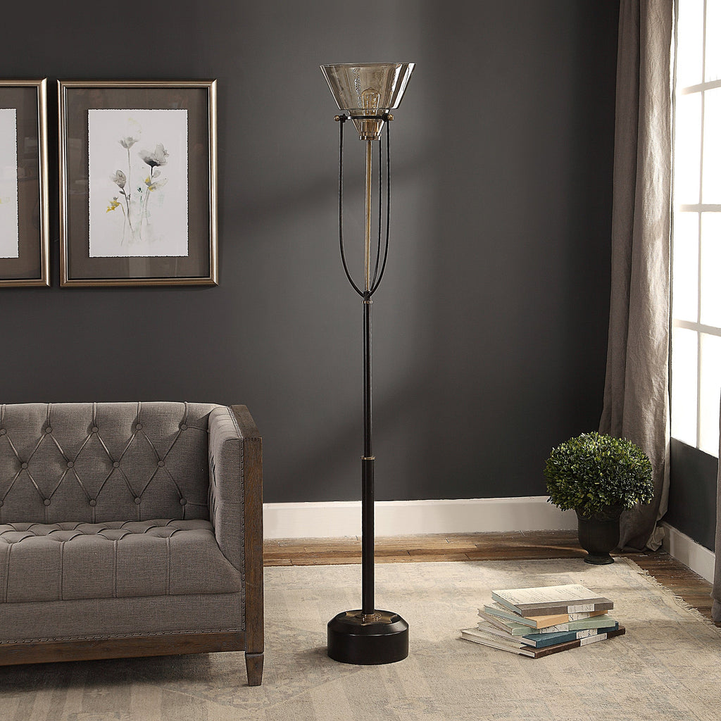 Amaleeda Amber Glass Floor Lamp