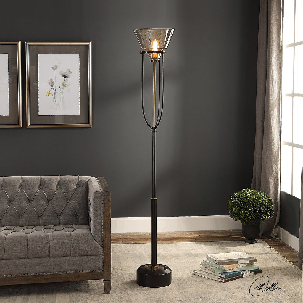 Amaleeda Amber Glass Floor Lamp