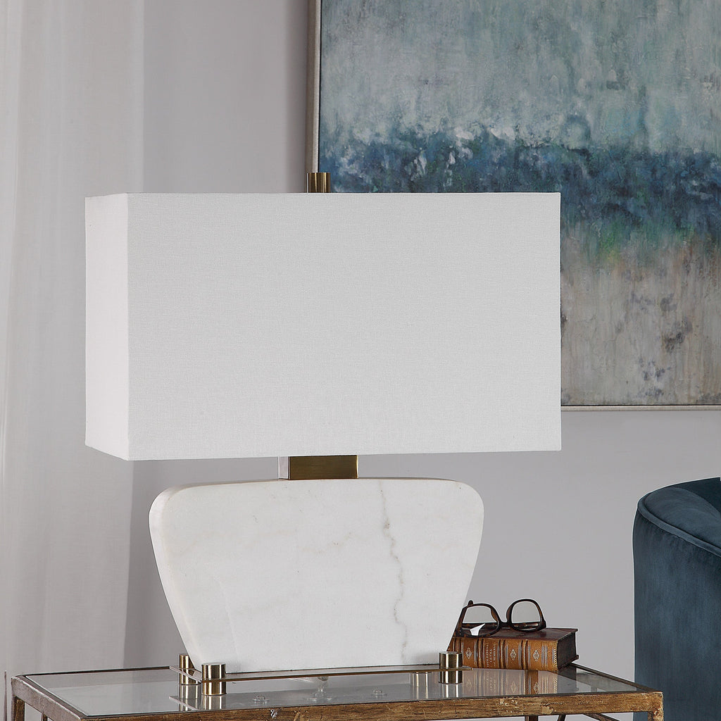 Genessy White Marble Table Lamp