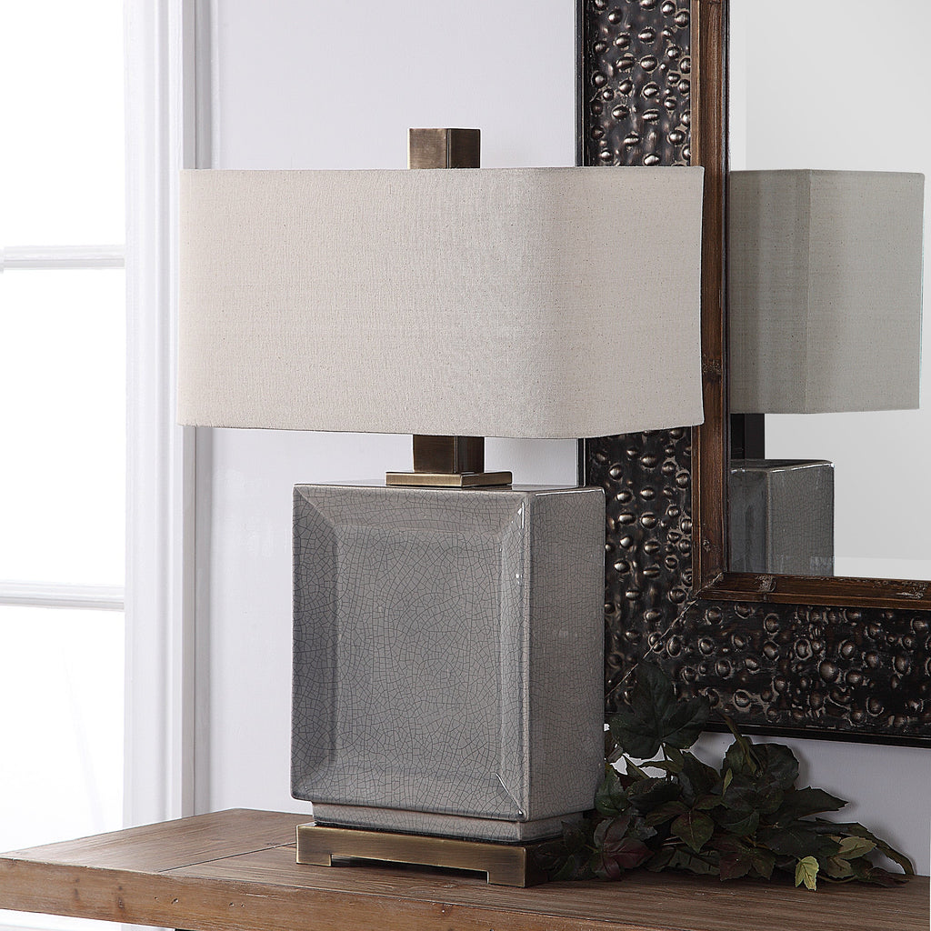 Abbot Crackled Gray Table Lamp