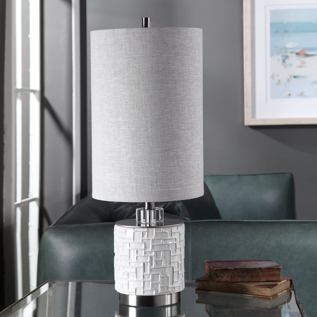 Elyn Glossy White Accent Lamp