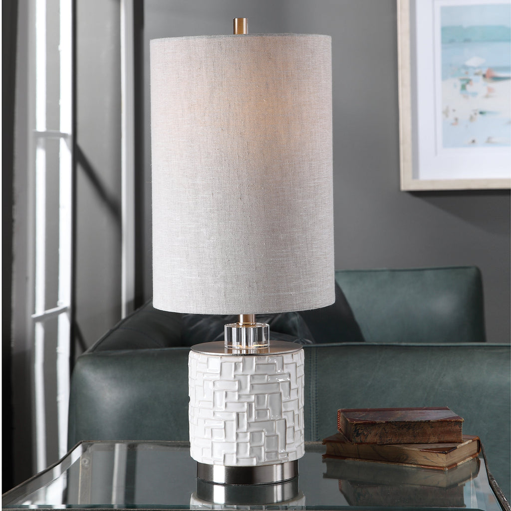 Elyn Glossy White Accent Lamp