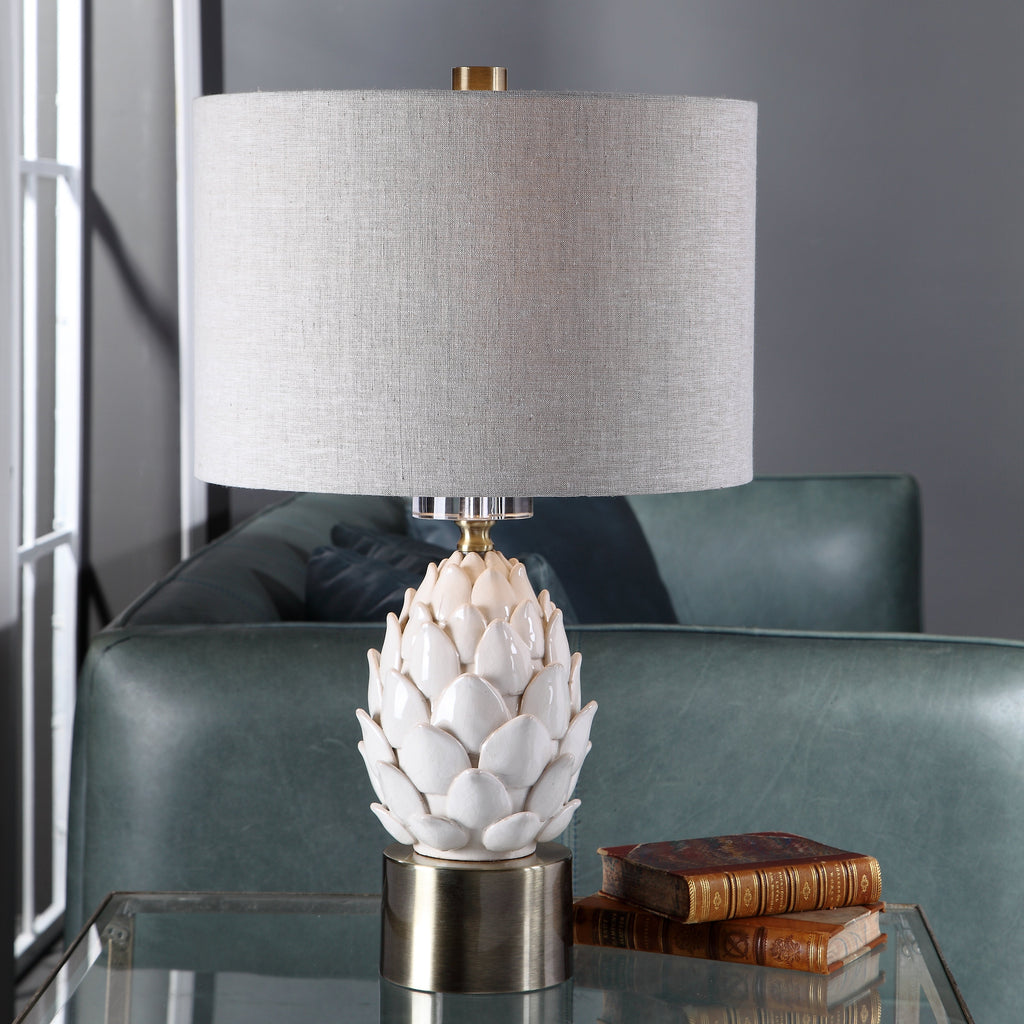 White Artichoke Table Lamp